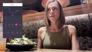 Cumming hard in public restaurant with Lush remote controlled vibrator