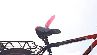 Sex toy directly on the bike