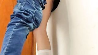 Schoolgirl fucked and creampied standing against the window in empty classroom