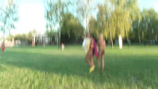 Fit Nude Milf Threesome Sex In Public Hotel Garden