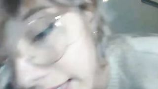 Busty Blonde Chick with glasses playing around