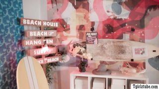 Busty TS analed by surf instructor and bf