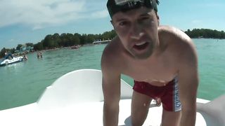 Hot Blonde Big Sexy Tits Threesome Sex Pedal Boat