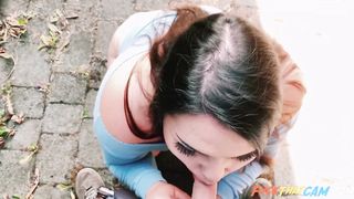 Blowing Him Outdoors as Cars Drive By!