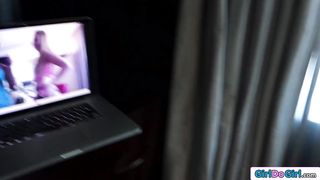 Black n white lesbians tape pussylicking