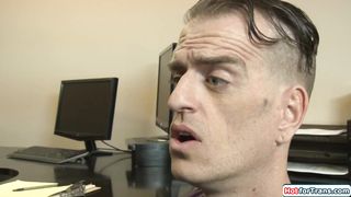 Trans boss Morena Black anal by employee