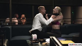 Boss cheats with younger blonde intern