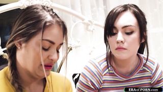 Nerd girl gives oral sex to popular babe