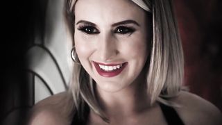 Brunette dominates a petite blonde girl