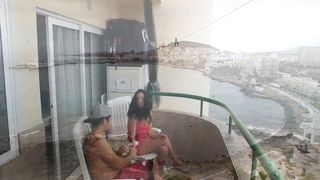 Horny Couple Real Sex In Vacances Beach Balcony