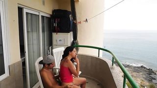 Horny Couple Real Sex In Vacances Beach Balcony
