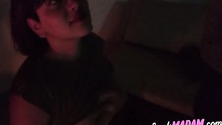 I swallow all his semen in the light of the burning fire