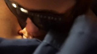 Slut with sunglasses, sucks hummm