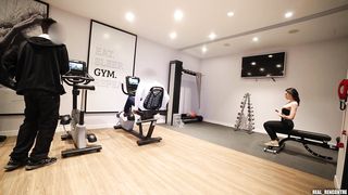 Teen Clara Mia teases 2 strangers in the gym and gets pounded like never before!!!