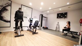 Teen Clara Mia teases 2 strangers in the gym and gets pounded like never before!!!