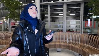 Iranian hijab Nadja gets anal fucked in the toilet and in a hallway to pay for the plane