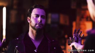 Shaved pussy busty mechanic fucked