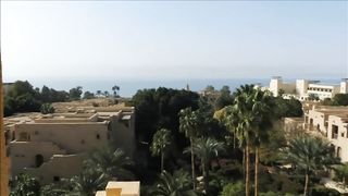 Blowjob & big facial on a balcony in Jordan