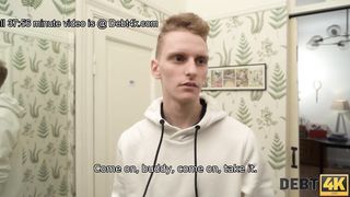 Poor cuckold has to watch wifes anal porn with debt collector