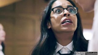 Stepsiblings take turns fucking student