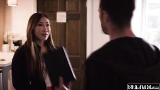 Busty asian catches bf cheating on her