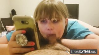 Sucking his dick while browsing Reddit