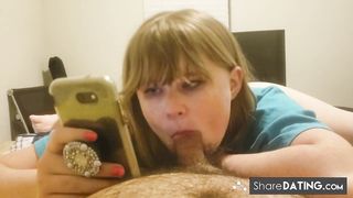 Sucking his dick while browsing Reddit