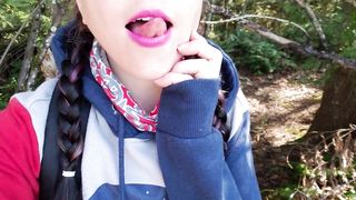 Black Dress, Nipple Clamps, and Buttplug Play Outside