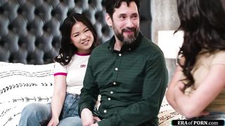 Asian babe and bff 69 while bf watches