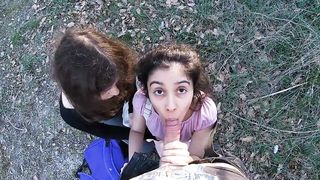 Having fun with 2 stranger that come back from POV PUBLIC SEX!