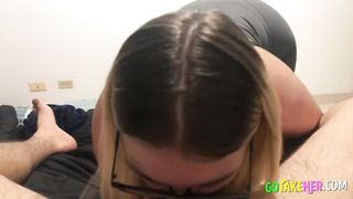 Cute blonde sucking dick