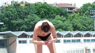 A hot nudist brunette