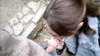 Public Striptease and Blowjob in a city Park