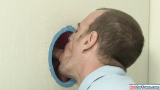 Tgirl Jessica Fox gets gloryhole blowjob