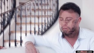 Guy watches ebony wife scissor busty gf