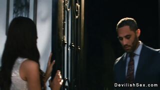 Guy fucks tanned busty brunette babe thief