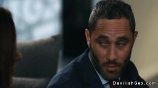 Guy fucks tanned busty brunette babe thief