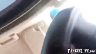 Roadside slut picked up for blowjob, Handjob and finishing up with huge cum