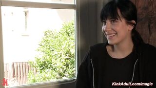 Spooky slave groped and public fucked on a rooftop