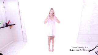 Lusty teen with tight pussy gets big jet of cum