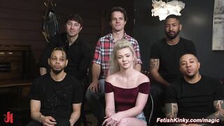 Deep throat bound blonde dp fucked