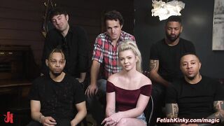 Deep throat bound blonde dp fucked