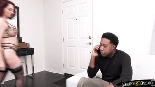 Busty milf tips black dude with blowjob