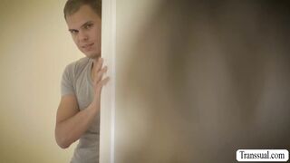 TS babe lets perv stepbro fuck her ass and friend