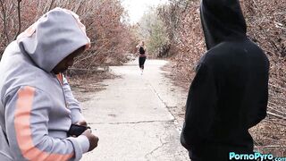 Teen Hiker Leah Lee Fucks Two Strange Black Dudes