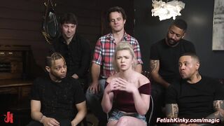 Bound blonde anal gang banged by huge cocks