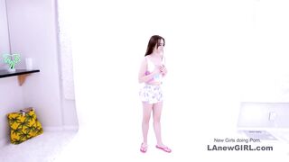 Petite Brunette gets hot lesbian action