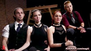 Submissive MILF and babe tormented