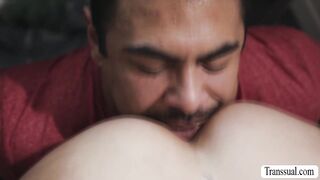 Trans Foxxy craves for plumbers hard big cock