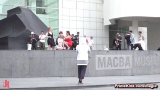 Naked slave gets head shaved in public